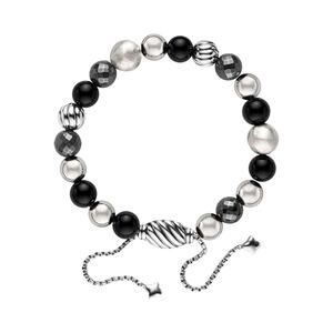 David Yurman Sterling Silver Onyx Hematine Beaded bracelet